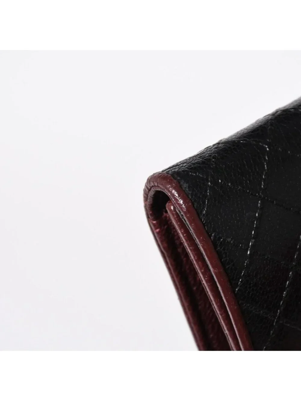 Chanel Bicolor Wallet CC Logo Calfskin Black Bordeaux Silver